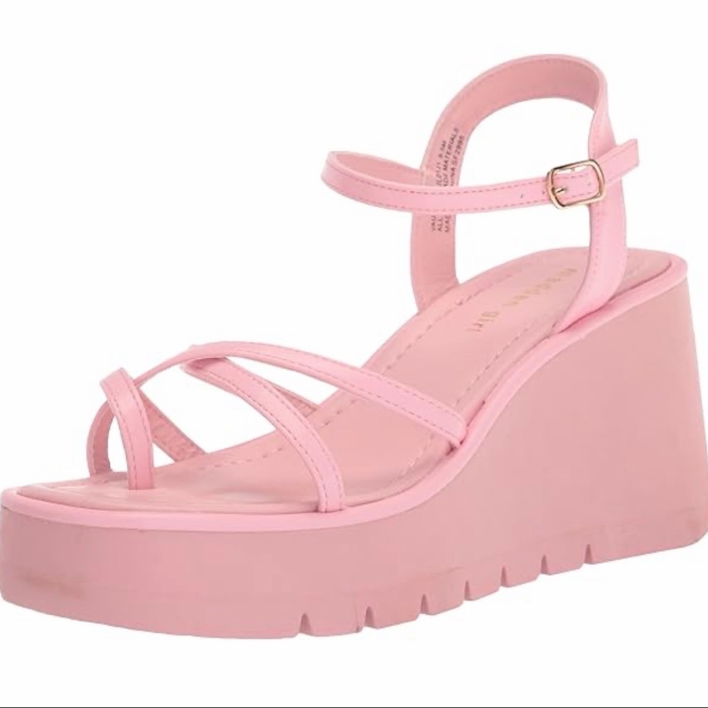 NWOT Madden Girl Pink Strappy Platform Wedge Sandals - Women's